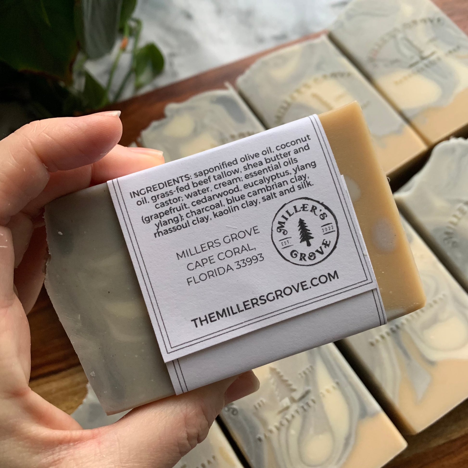 Back of the soap label listing ingredients