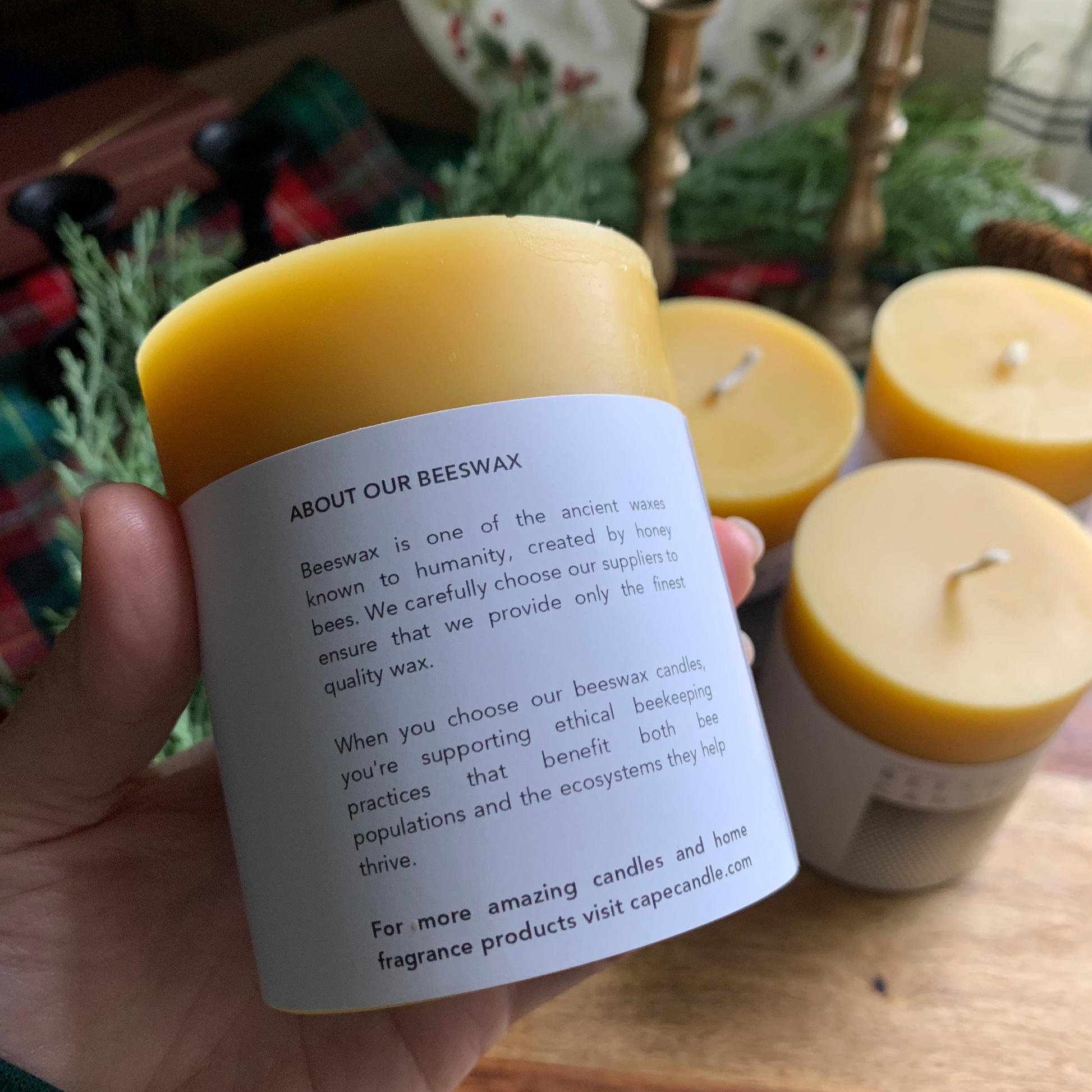 beeswax taper candle - miller's grove